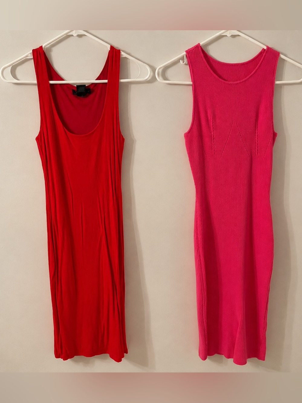 Joe & Elle Red and Hot Pink Sleeveless Knit Dresses